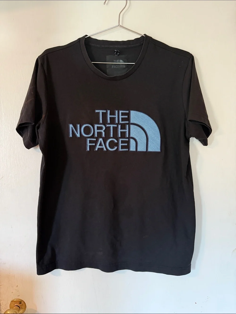 The North Face Black Short Sleeve Tee with Blue Logo | Men's Medium